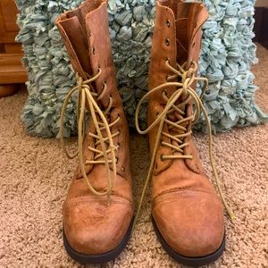 Pleather brown combat boots